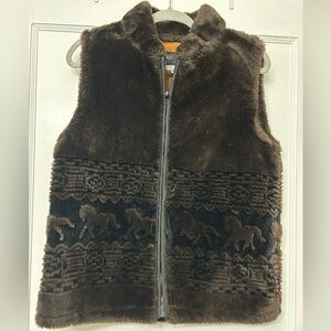 Brown faux fur vest size S